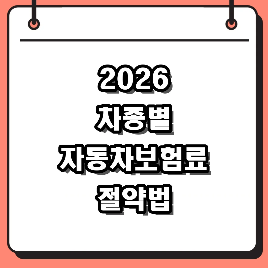 2026 차종별 자동차보험료 절약법