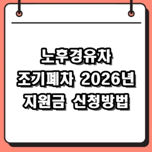 2026 노후경유차 조기폐차 지원금 신청 방법 및 4등급 보조금 한도