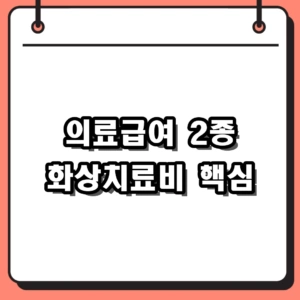 병원비 부담 줄이는 의료급여 2종 화상치료비 혜택과 본인부담금 차이
