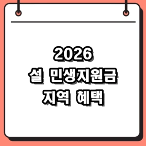 2026 설 민생지원금 지역별 지급액과 자격 조건 정리