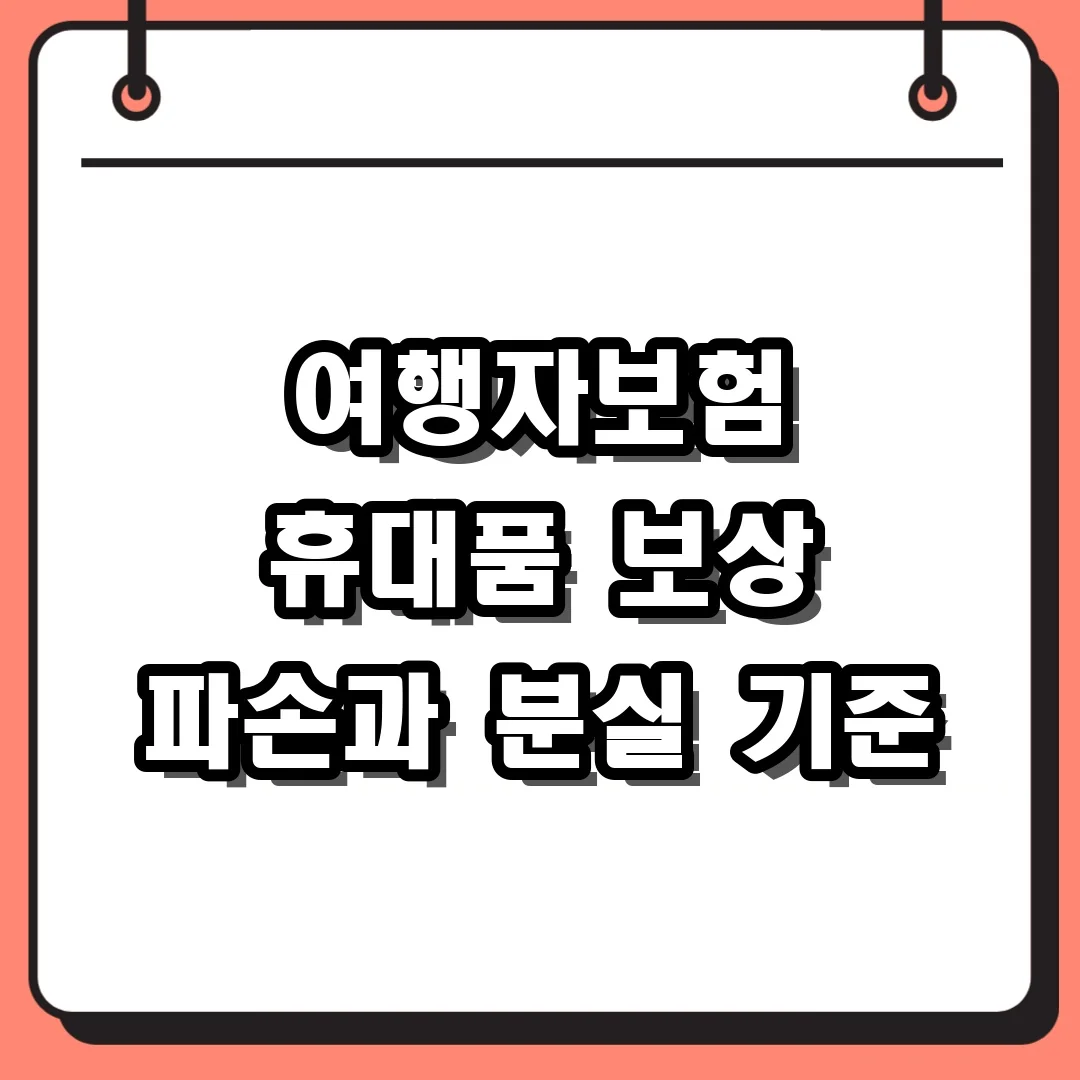 여행자보험 휴대품 보상 파손과 분실 기준