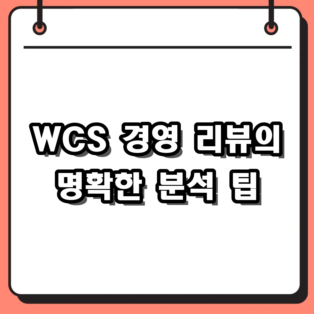 WCS 경영 리뷰의 명확한 분석 팁