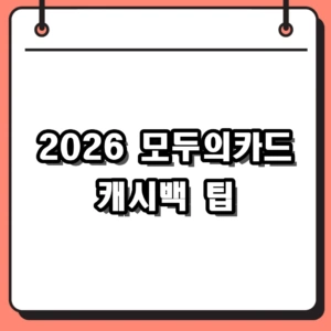 2026년 대중교통 요금 방어, 모두의카드 캐시백 팁 요약