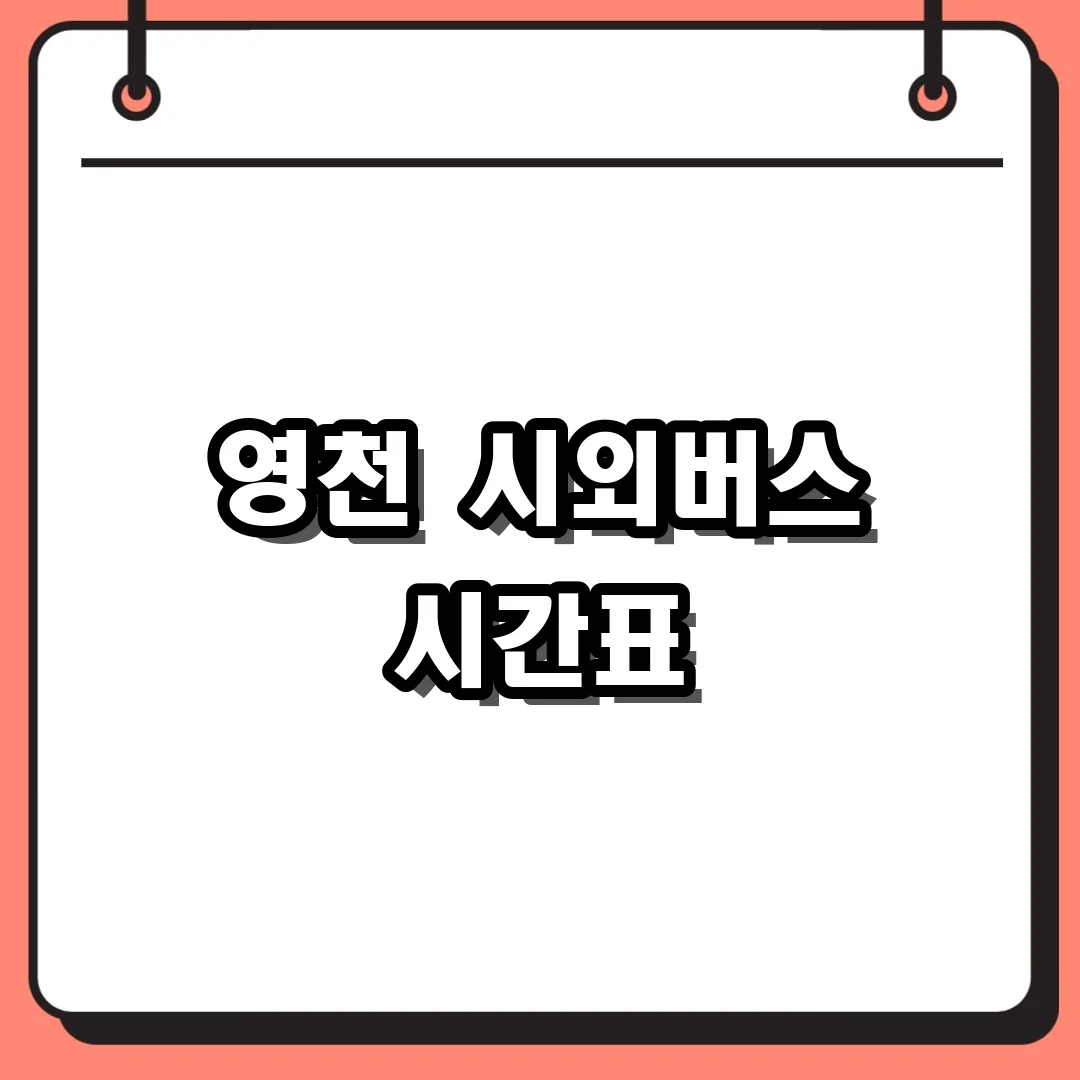 영천 시외버스 시간표